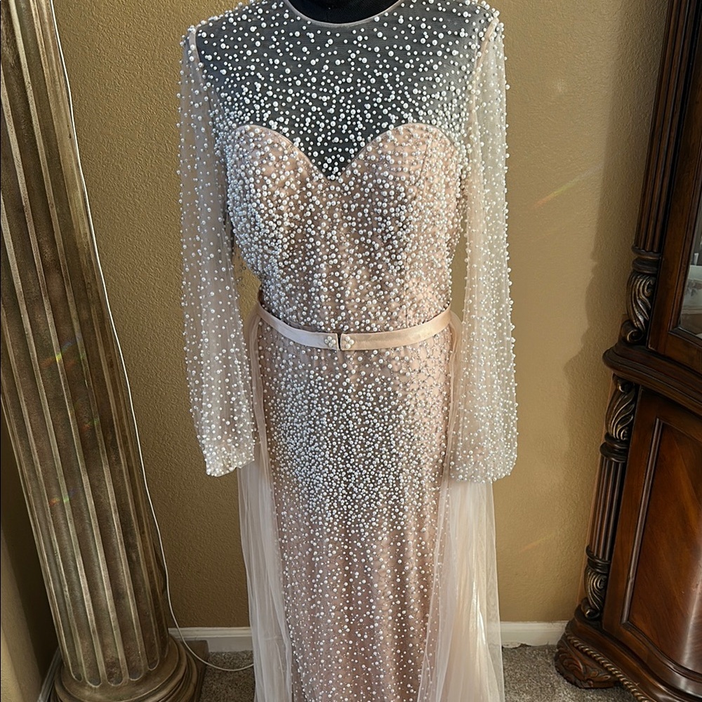 Adriana and Leo Pearl-Embellished Dress